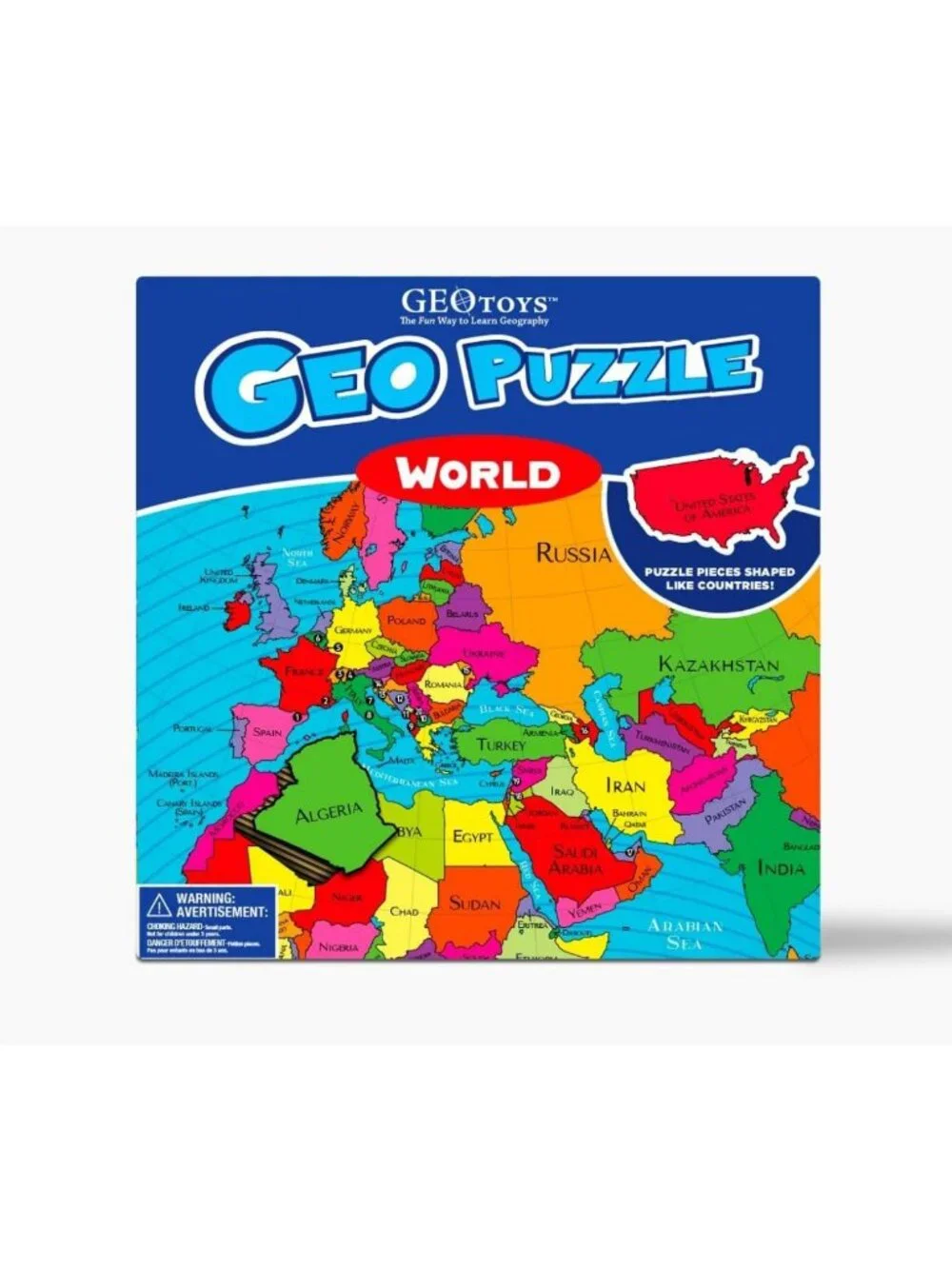 World Map Jigsaw Puzzle - 68 Pc Geography Game for Kids, Fun Educational Toy